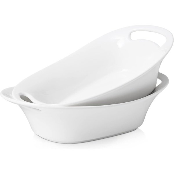 DOWAN Large Serving Bowls with Handles, 60 OZ Oval Serving Platter