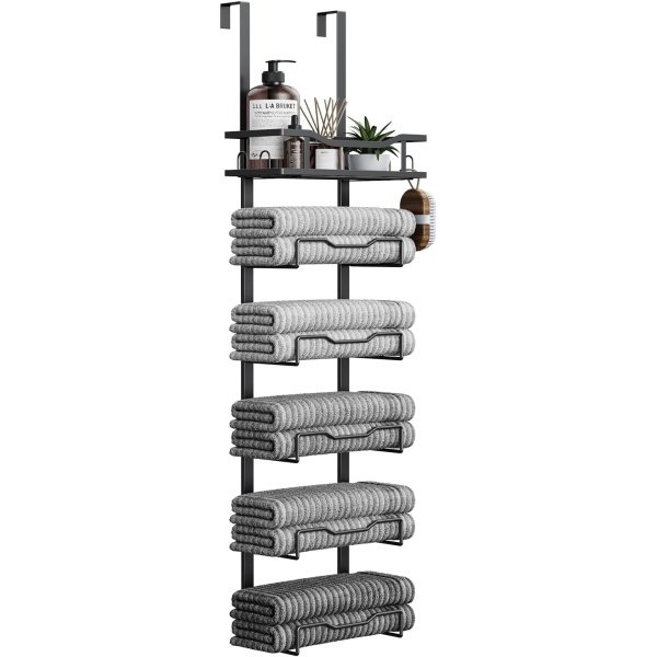 Hanging Towel Racks for Bathroom No Drill - 6-Tier Over The Door Bath Towel