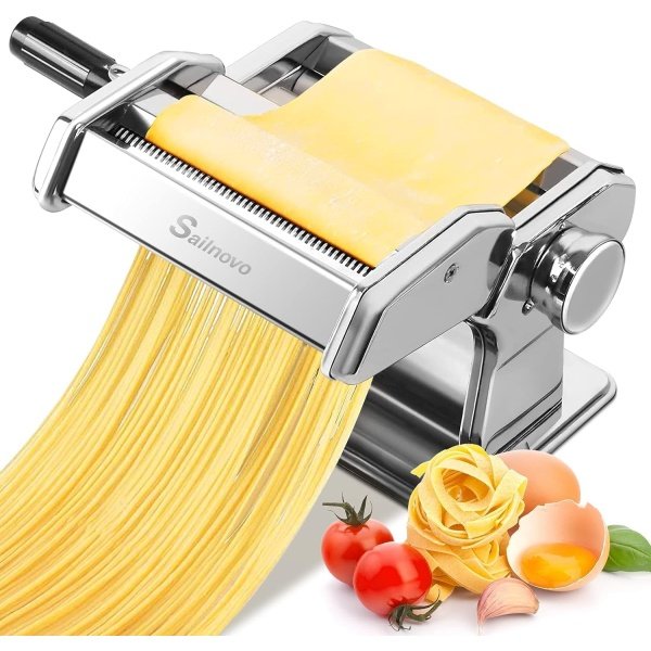 Sailnovo Pasta Maker Machine, 180 Roller Pasta Maker, 9 Adjustable Thickness