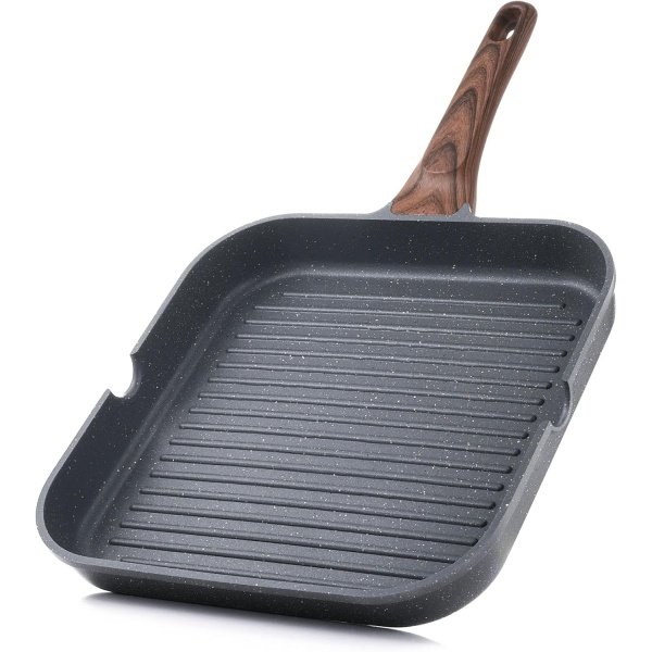 SENSARTE Nonstick Grill Pan for Stove Tops, Versatile Griddle with Pour Spouts