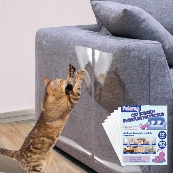 Anti-Cat Scratch Furniture Protector-12-Pack –Single-Sided, Heavy-Duty