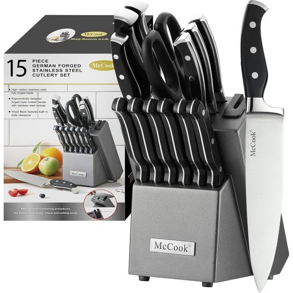 McCook® Knife Sets,German Stainless Steel Kitchen Knife Block Set