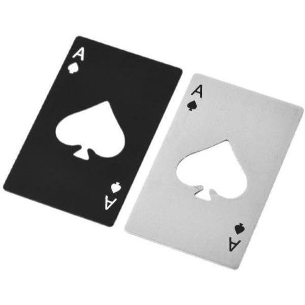50 Pcs Ace of Spades Bottle Openers, Poker Credit Card Size, Portable Stainless Steel Beer Bottle Can Cap Openers Black&Silver