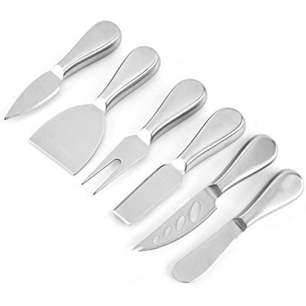 Premium Stainless Steel Cheese Tool Set - 6 Piece Cheese Knife Set - Cut, Spread All Your Favorite Cheeses