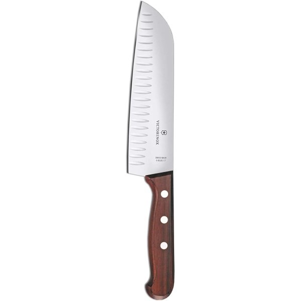 Victorinox Wood 7-Inch Santoku Knife, Granto Blade, Wood Handle