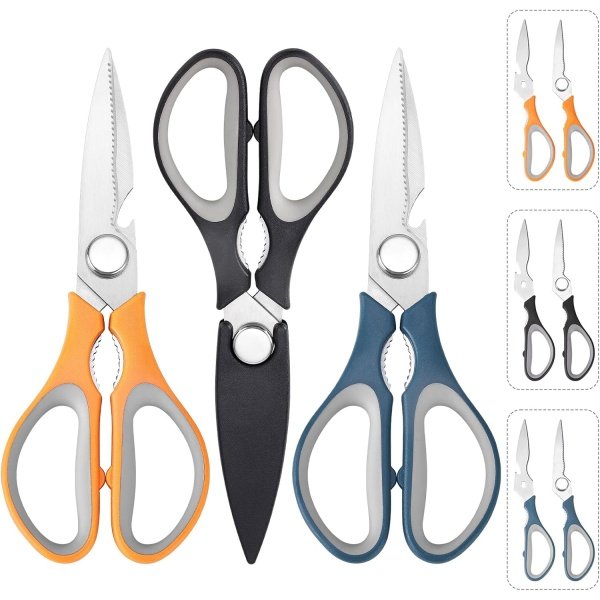 3-Pack Kitchen Shears Heavy Duty All Purpose Stainless Steel Scissors Dishwasher Safe Cooking for Meat, Chicken, Fish, Vegetable