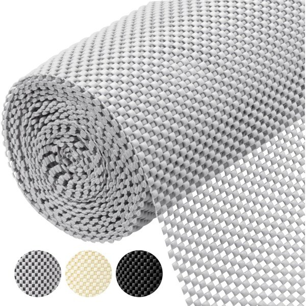 BALEINE Cabinet Liner, Drawer and Shelf Liner for Kitchen Cabinets Non-Adhesive, Non-Slip Protect Desks, Cupboard, Drawers, Shelves, Tableware (12 in x 20 Ft, Gray)
