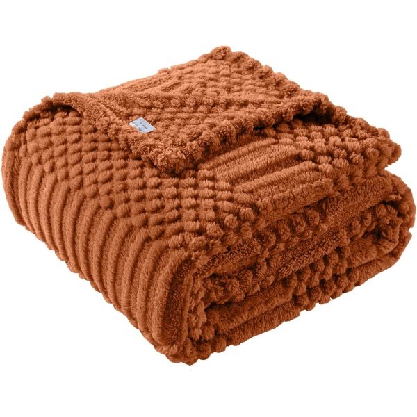 50x70 Inch Rust Throw Blanket - Soft & Fluffy Fleece, Cute & Aesthetic, Perfect for Sofa, Couch, Chair, Bed, Living Room & Bedroom, All-Season Use, Plush & Cozy Decorative Blanket