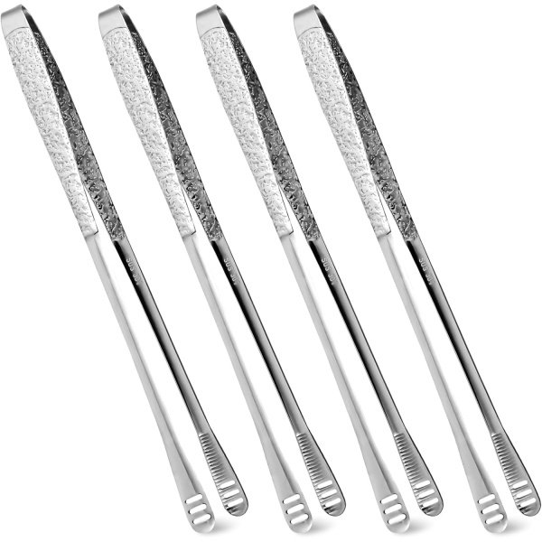 4Pcs 11-Inch Stainless Steel Korean BBQ Grill Tongs, Japanese Barbecue Tongs for Cooking, Portable Kitchenware for Home, Outdoor, Steak, Salad, Food