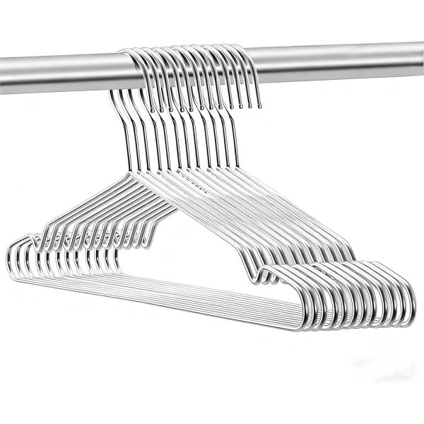 Seropy Coat Hangers Clothes 10 Pack Wire Hangers Heavy Duty Stainless Steel Hangers with Non Slip Grooves, 16.5 Inch Ultra Thin Metal Hangers Space Saving Clothing Hanger